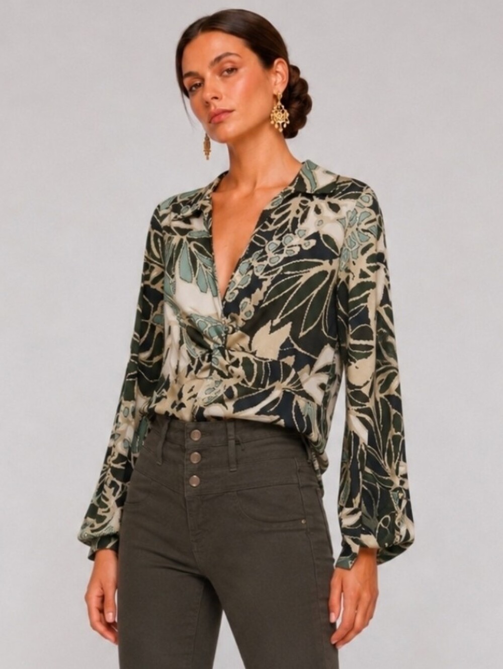Zara Multicolor Leaf Print Top - Blouse XS